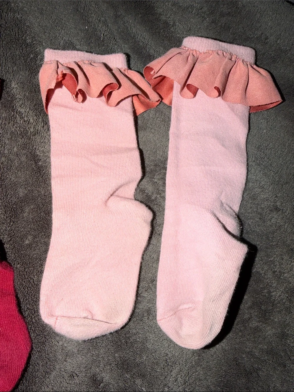 Posh Peanut Ruffle Knee-High Socks in Olive, Dusty Pink and Red - 3 Pack